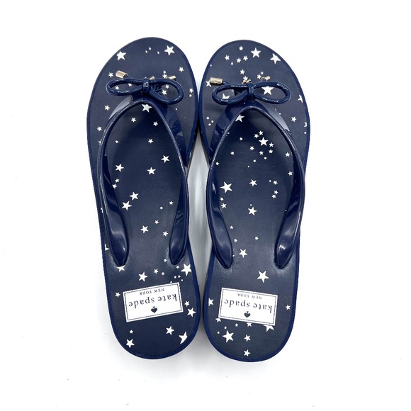 NEW Kate Spade New York Stars Navy LK210 Platform Wedge Sandals Size 8 - Picture 9 of 12